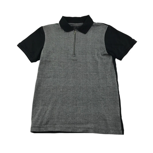 Next polo shirt 10-11 years grey with black zipper collar and short sleeves