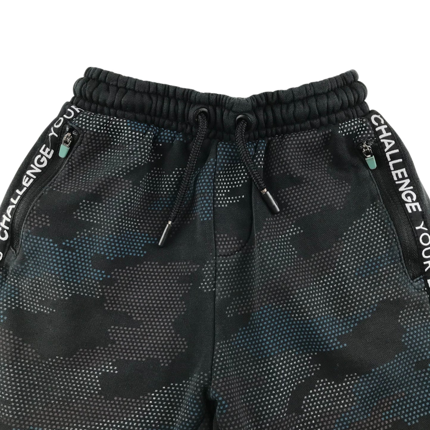 Nutmeg shorts 8-9 years black jersey digital camo graphic design