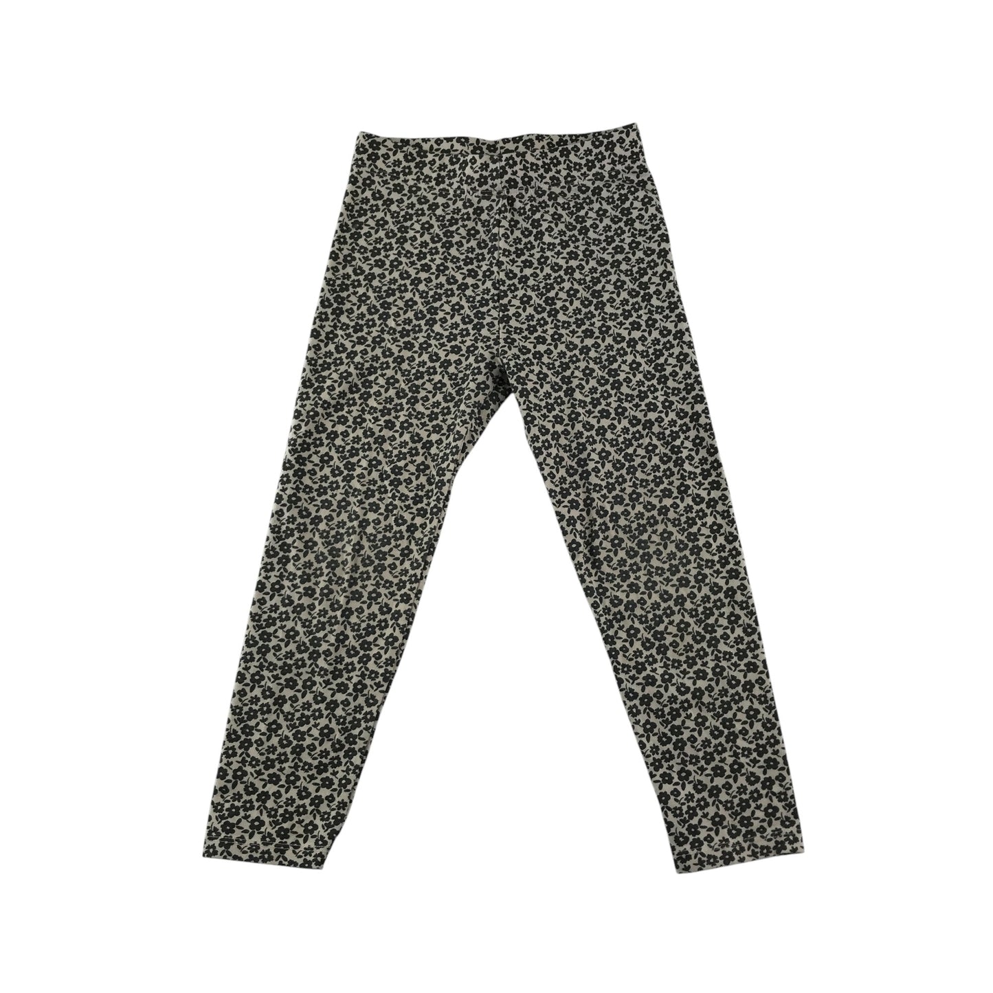 Nutmeg leggings 4-5 years white with black floral print