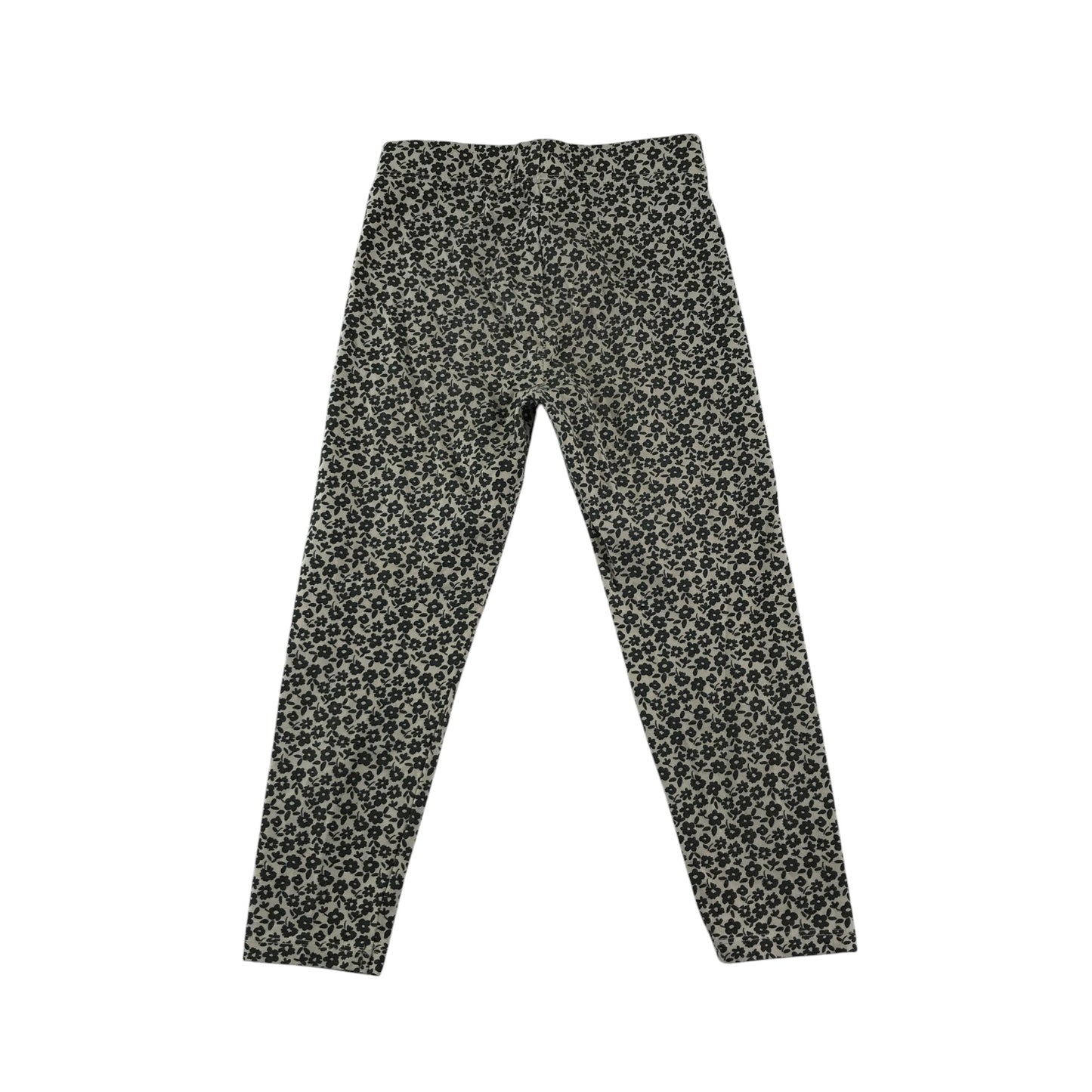Nutmeg leggings 4-5 years white with black floral print