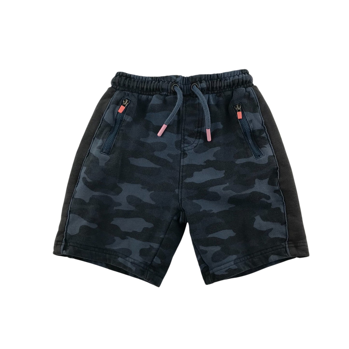 John Lewis shorts 4-5 years blue jersey camo graphic design cotton