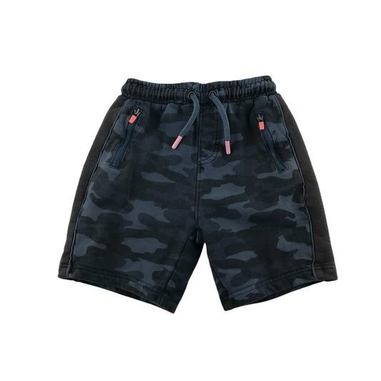 John Lewis shorts 4-5 years blue jersey camo graphic design cotton