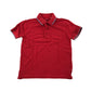 John Lewis polo shirt 6-7 years red with strip detail on collar and sleeve cotton