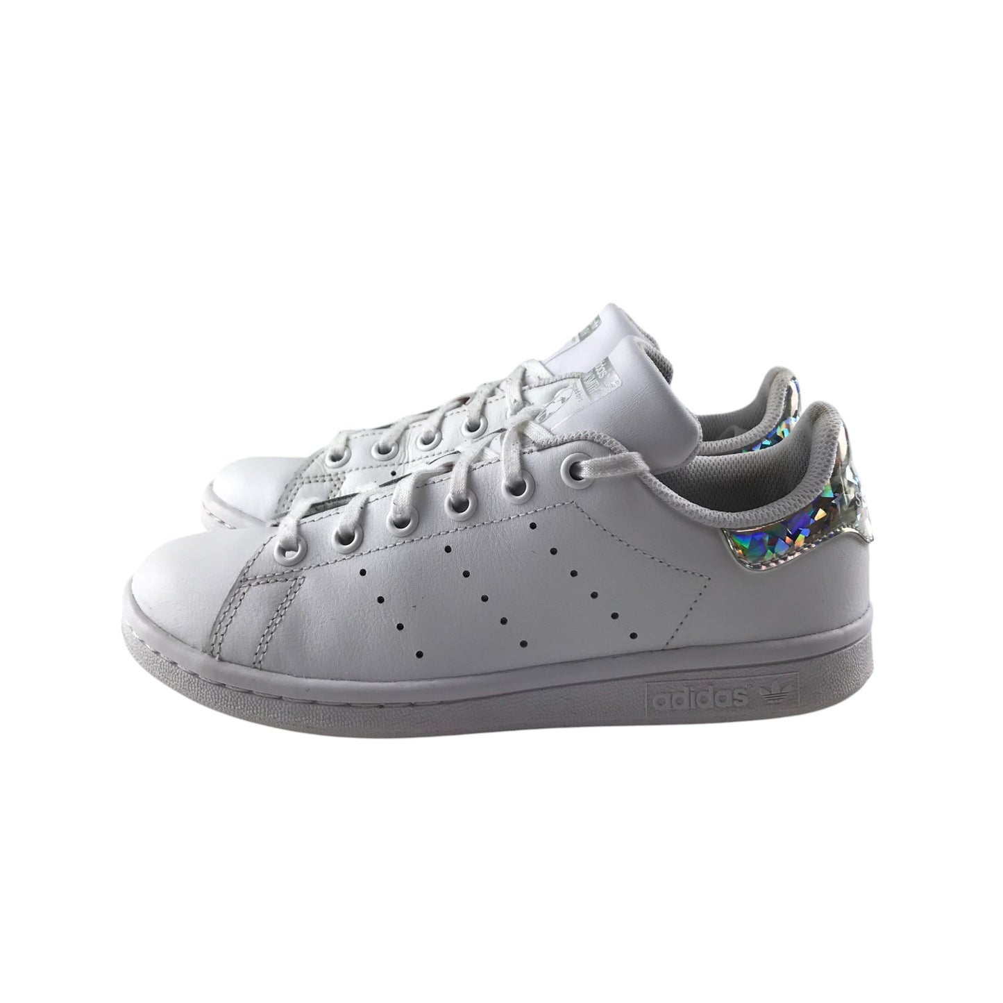 Adidas Stan Smith Trainers Shoe Size 3 White with Sparkly Heel