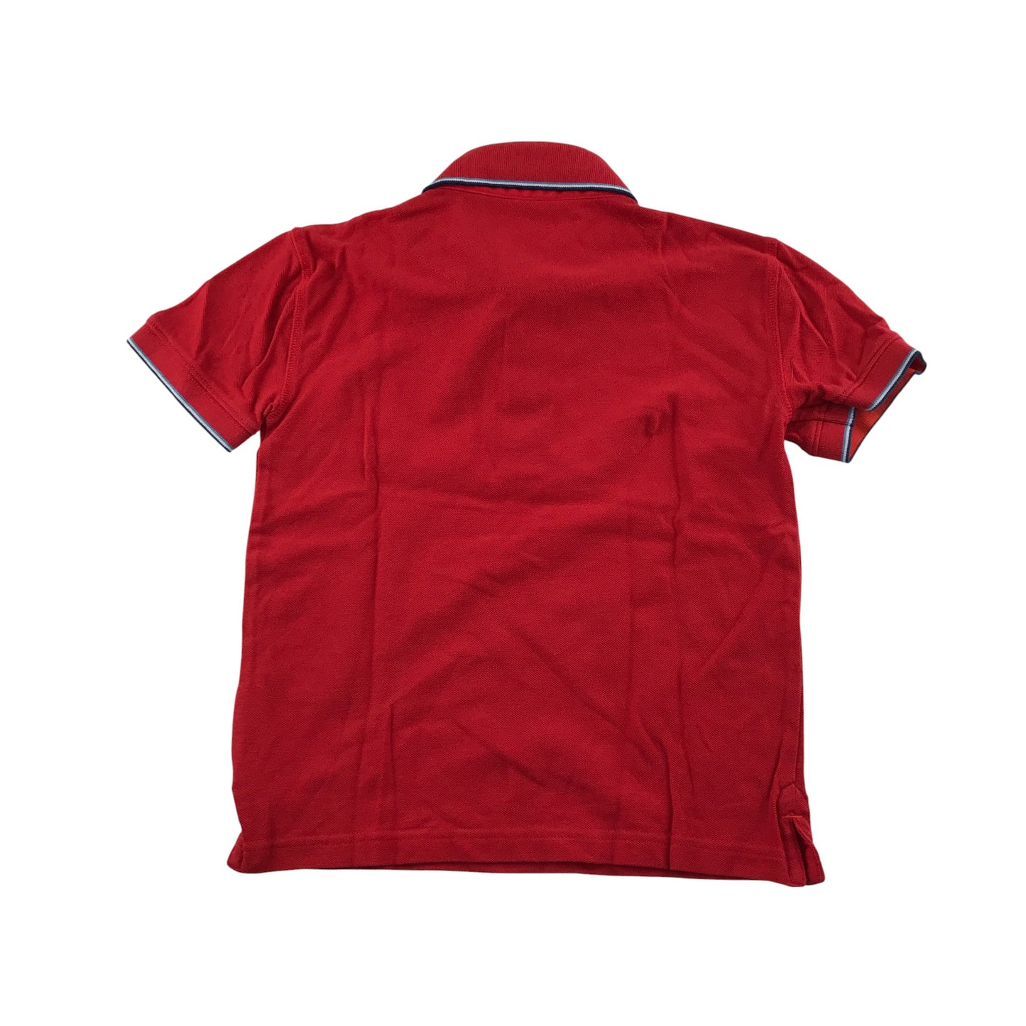 John Lewis polo shirt 6-7 years red with strip detail on collar and sleeve cotton