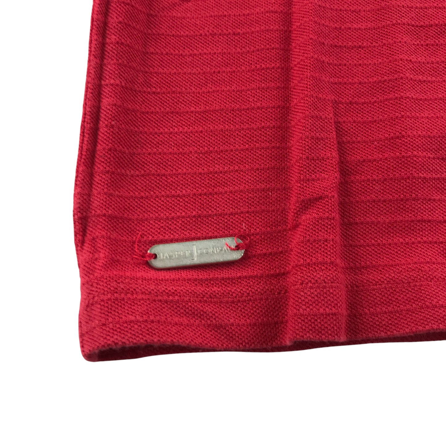 Jasper J Conran polo shirt 6-7 years red with checked collar and sleeve detailing cotton