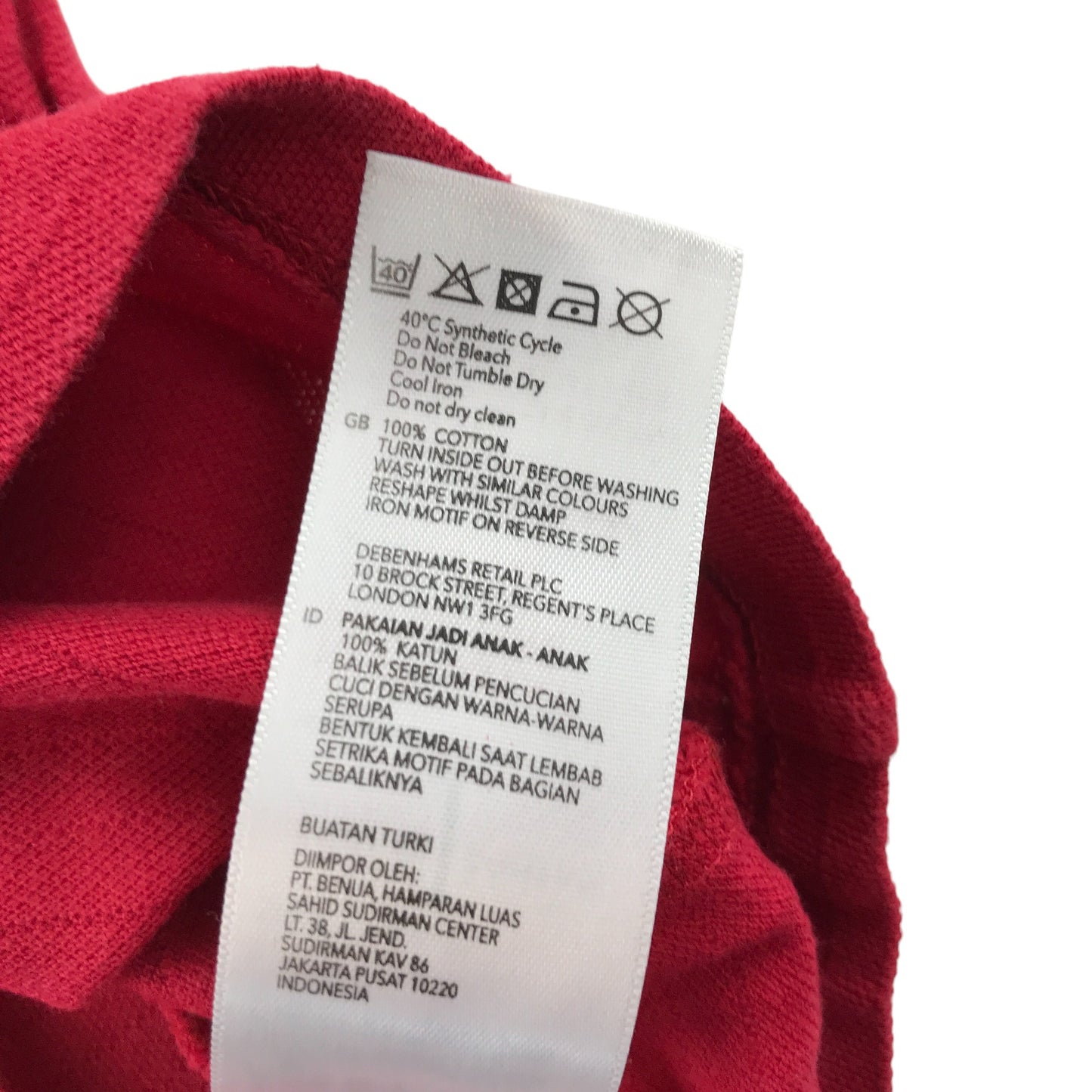 Jasper J Conran polo shirt 6-7 years red with checked collar and sleeve detailing cotton