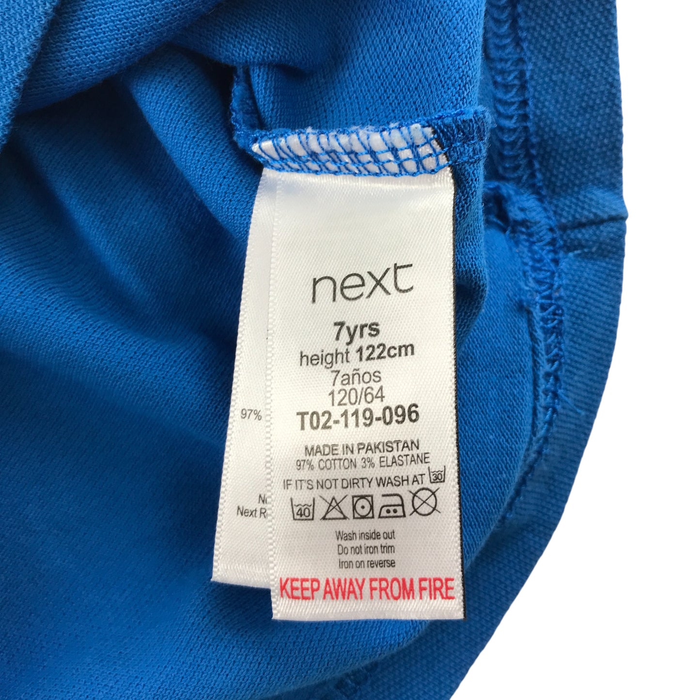 Next polo shirt 6-7 years blue plain with shot sleeve