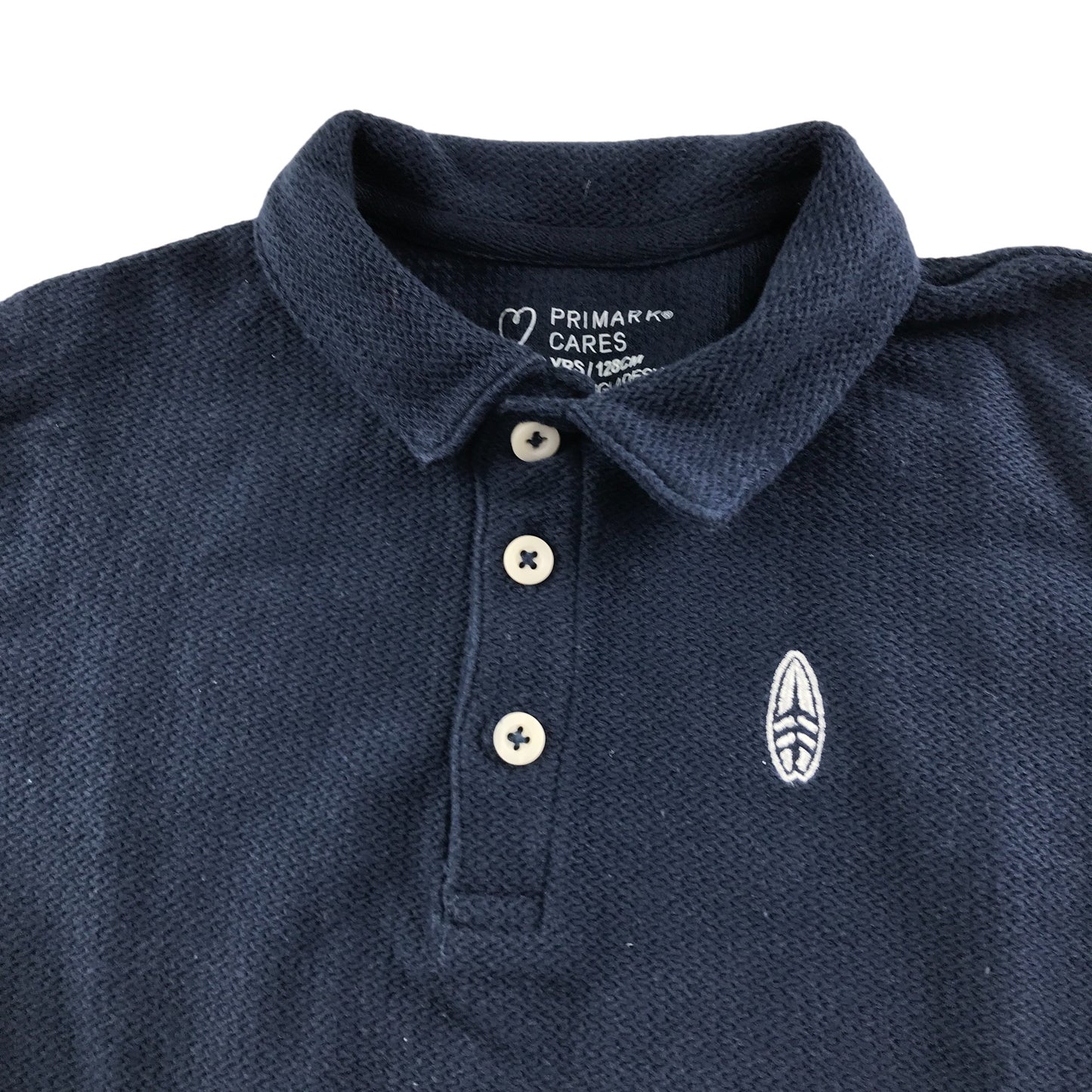 Primark polo shirt 7-8 years navy embroidered logo cotton