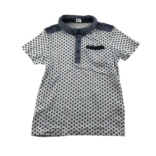 F&F polo shirt 7-8 years white with graphic pattern print short sleeve