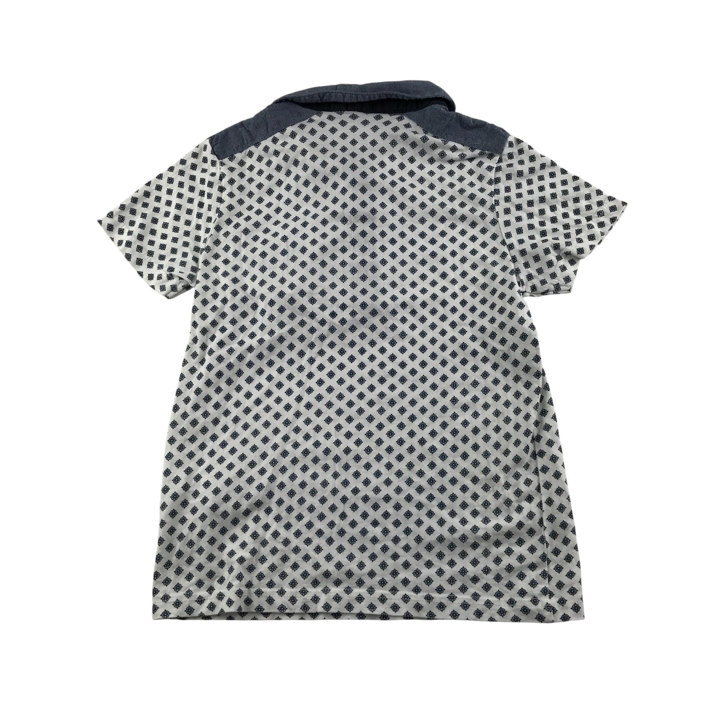 F&F polo shirt 7-8 years white with graphic pattern print short sleeve