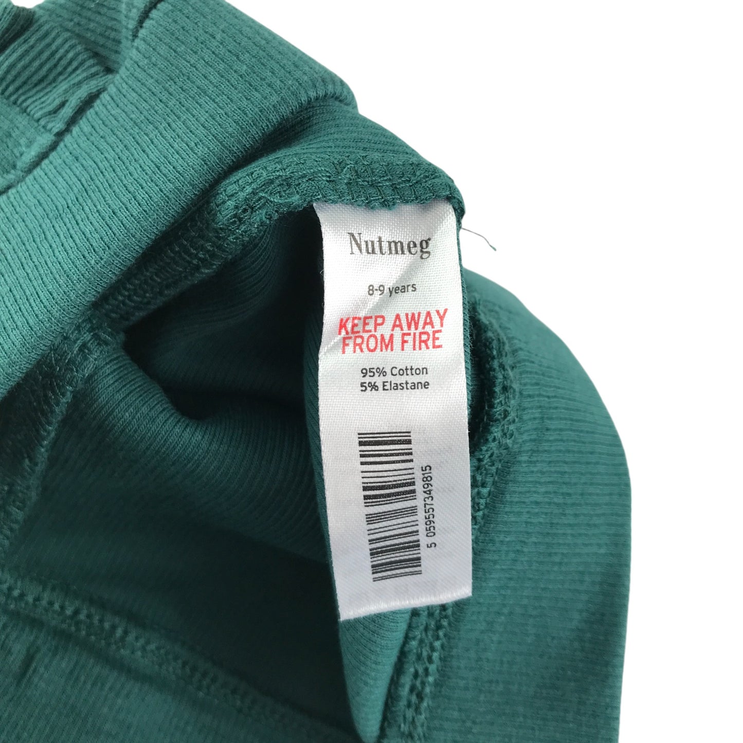 Nutmeg leggings 8-9 years green ribbed plain