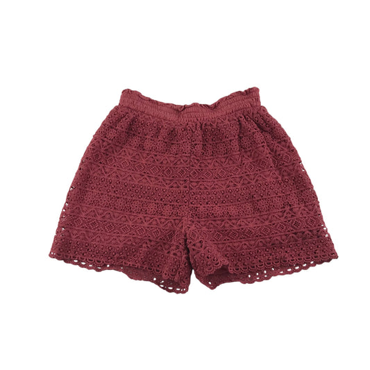 M&S shorts 8-9 years pink with lace pattern design cotton