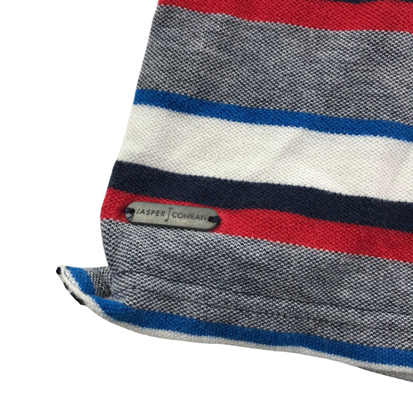 Jasper J Conran polo shirt 7-8 years grey red white stripy with embroidered logo cotton
