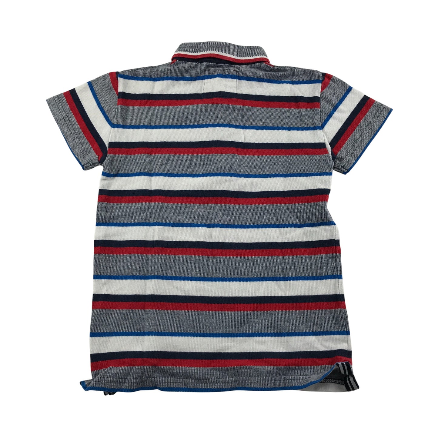 Jasper J Conran polo shirt 7-8 years grey red white stripy with embroidered logo cotton