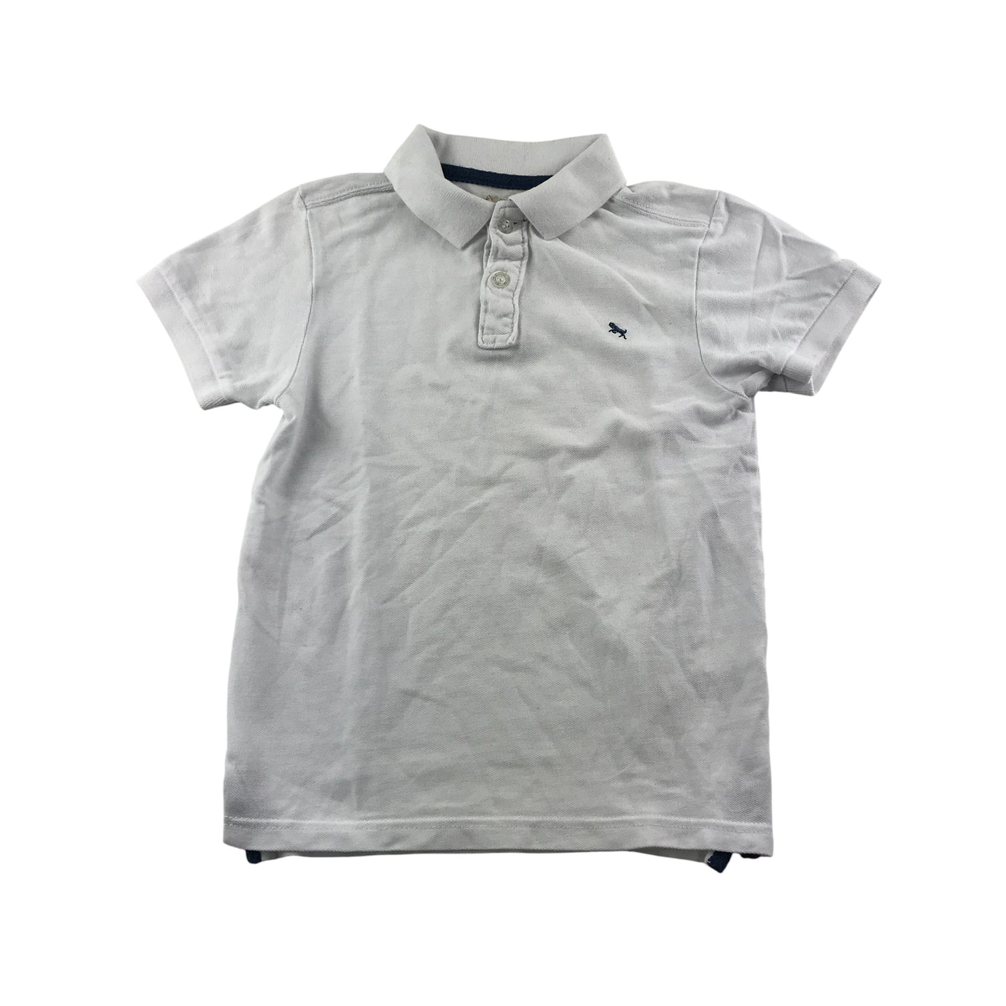 H&M polo shirt 7-8 years white plain with embroidered logo cotton