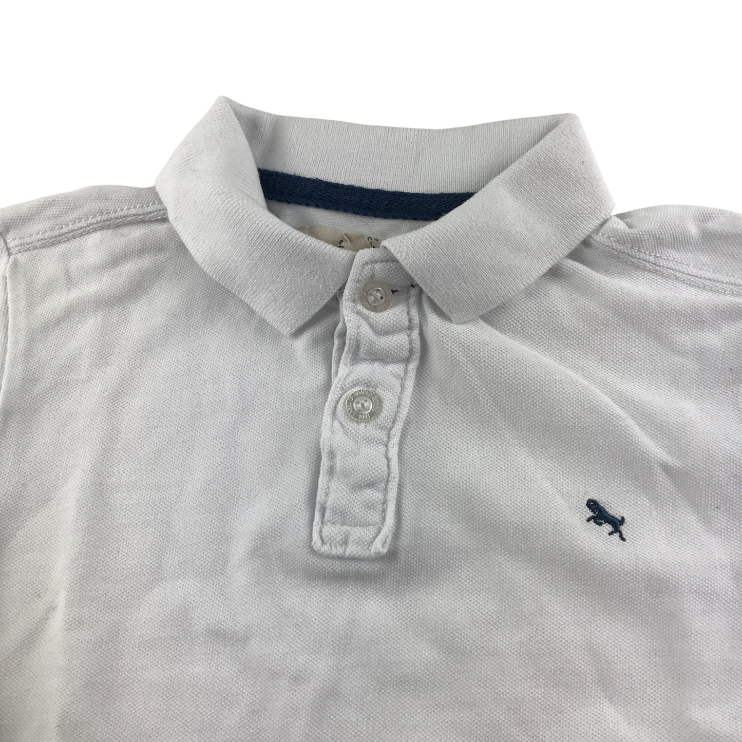 H&M polo shirt 7-8 years white plain with embroidered logo cotton