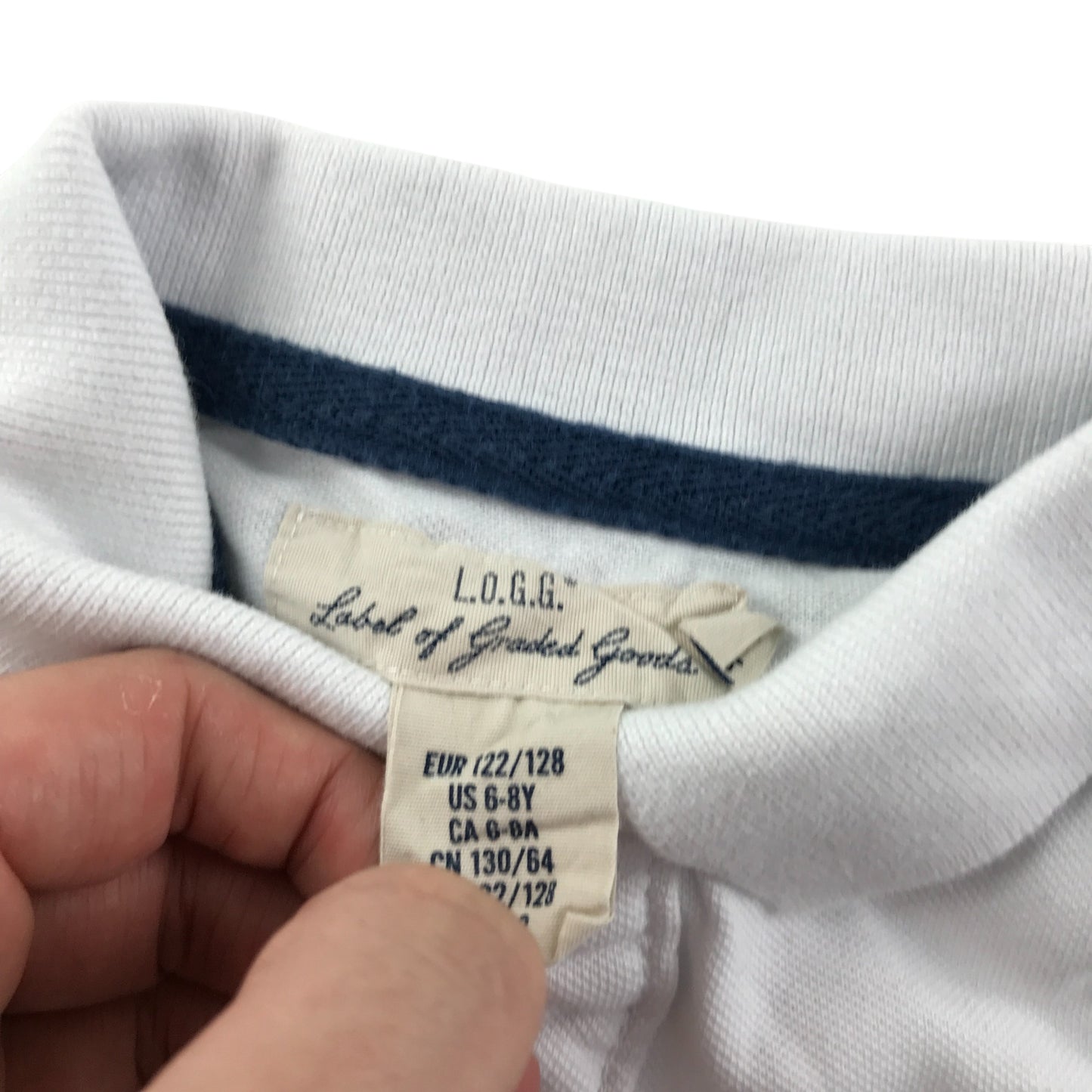 H&M polo shirt 7-8 years white plain with embroidered logo cotton