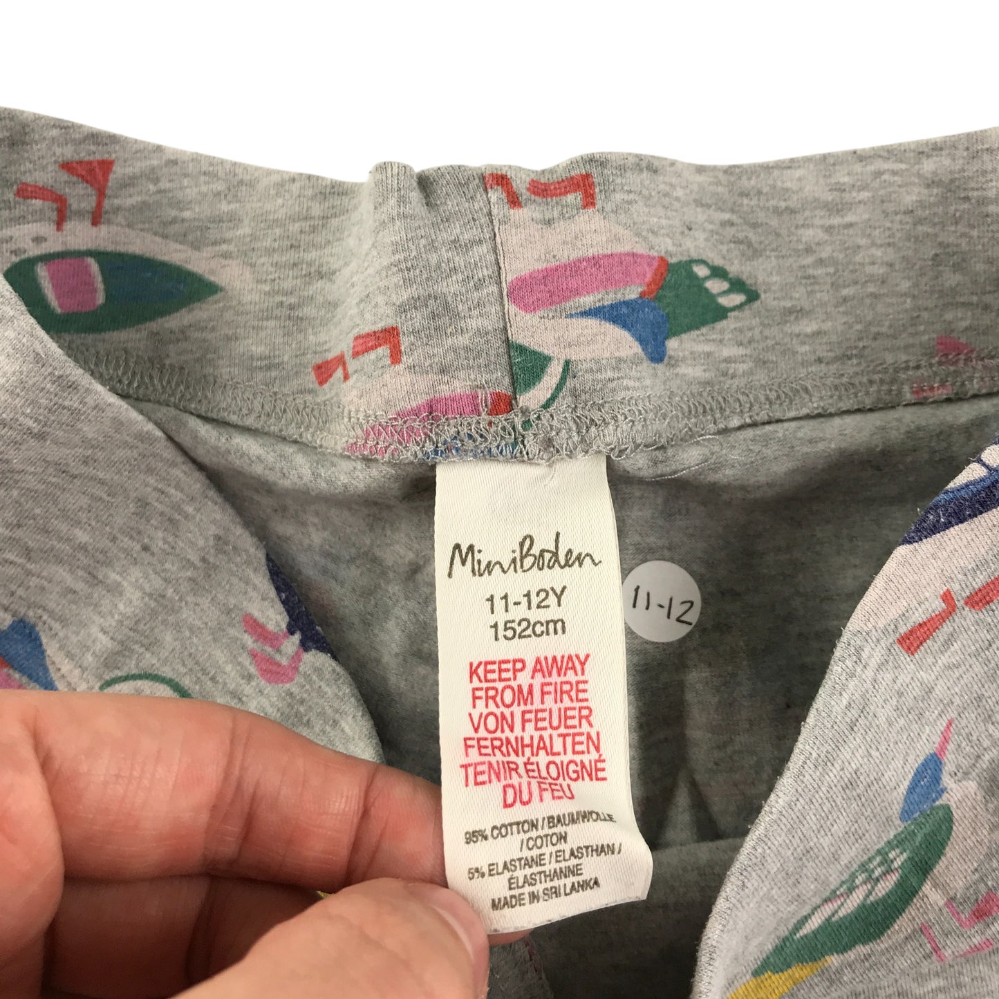 Boden leggings 11-12 years grey duck graphic print