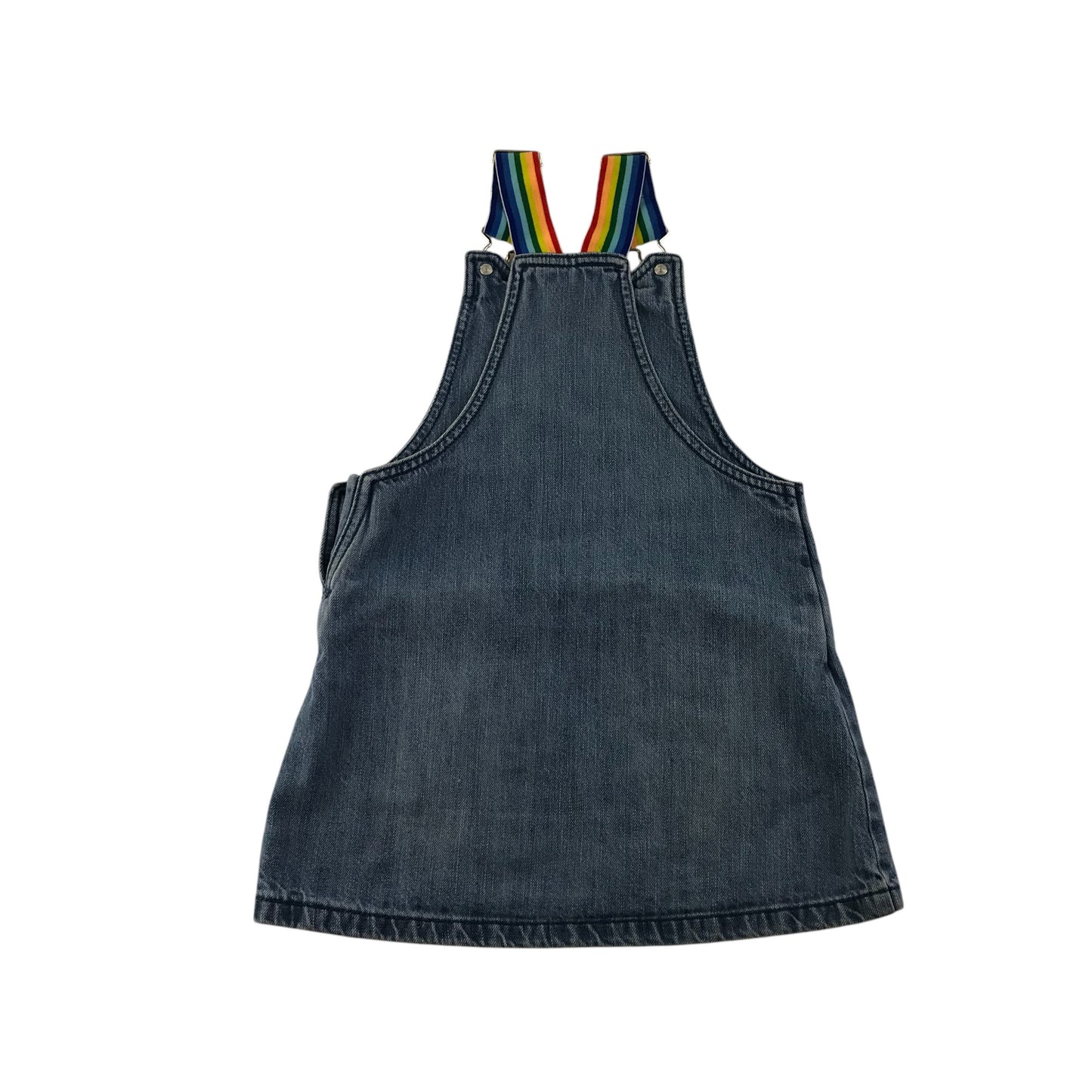 F&F dungaree dress 4-5 years blue denim patchwork cotton