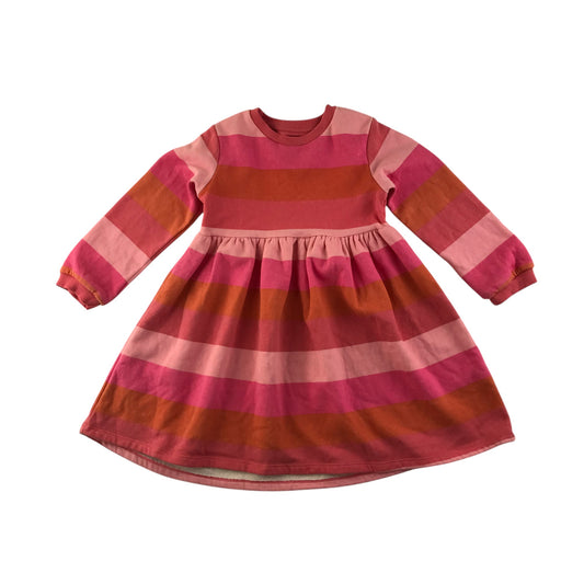 F&F dress 5-6 years pink and red stripy long sleeve jersey