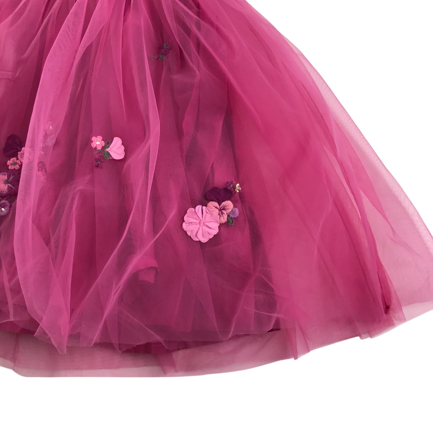 Next dress 5-6 years fuchsia pink floral embroidery mesh layered