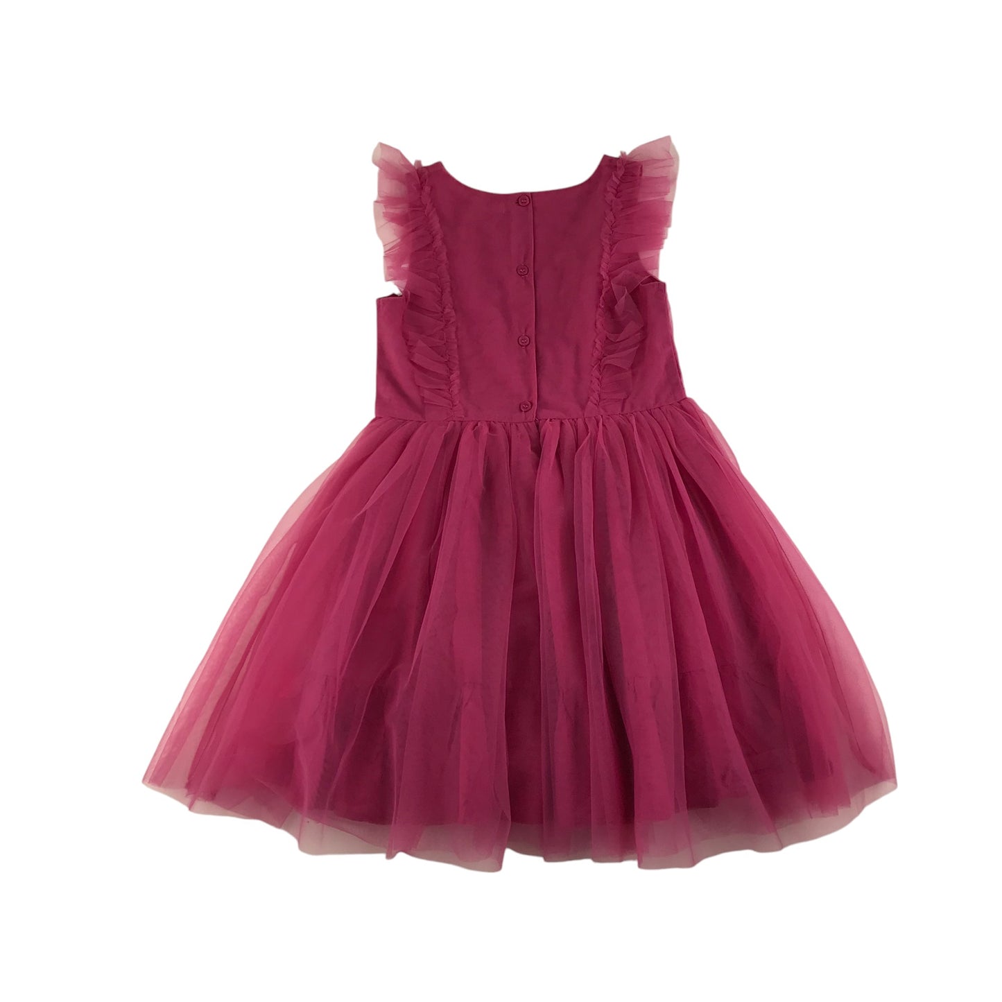 Next dress 5-6 years fuchsia pink floral embroidery mesh layered