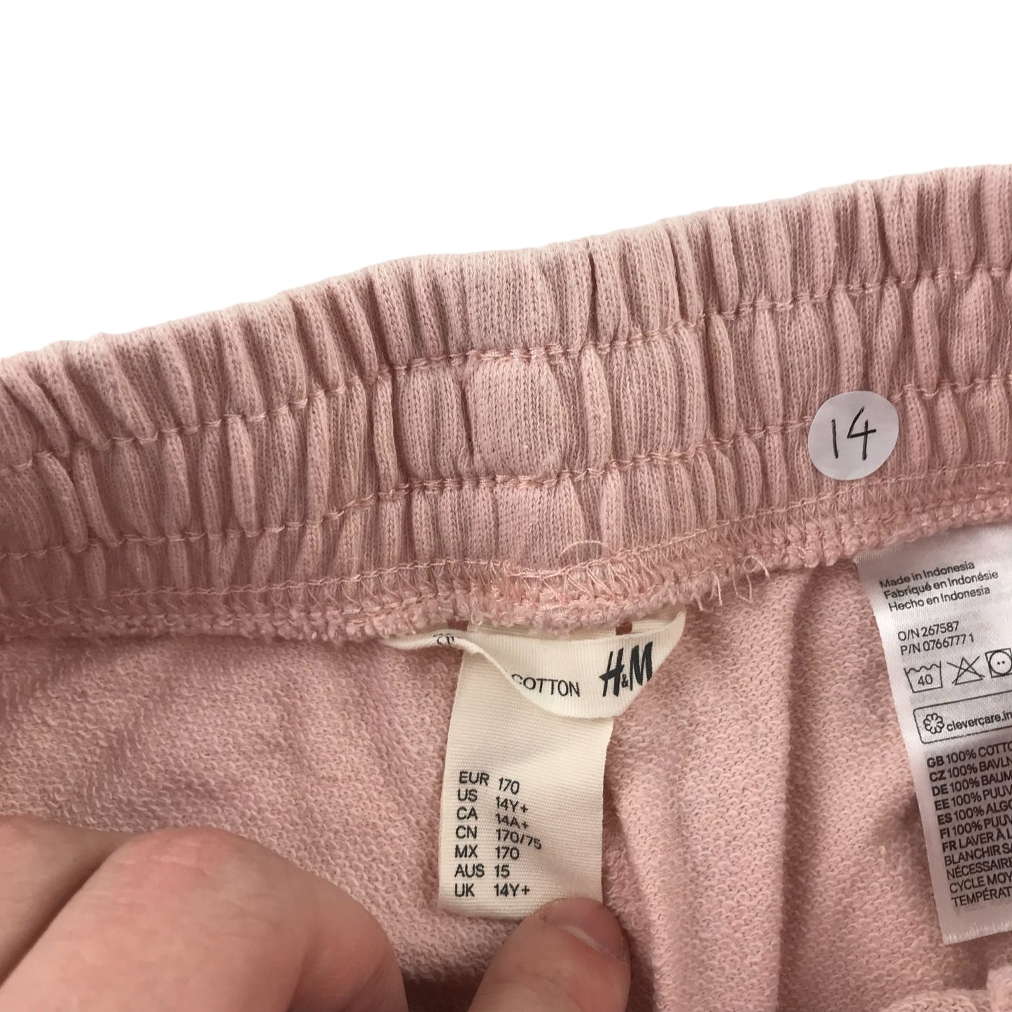 H&M Shorts Age 14-15 Light Pink Jersey Cotton