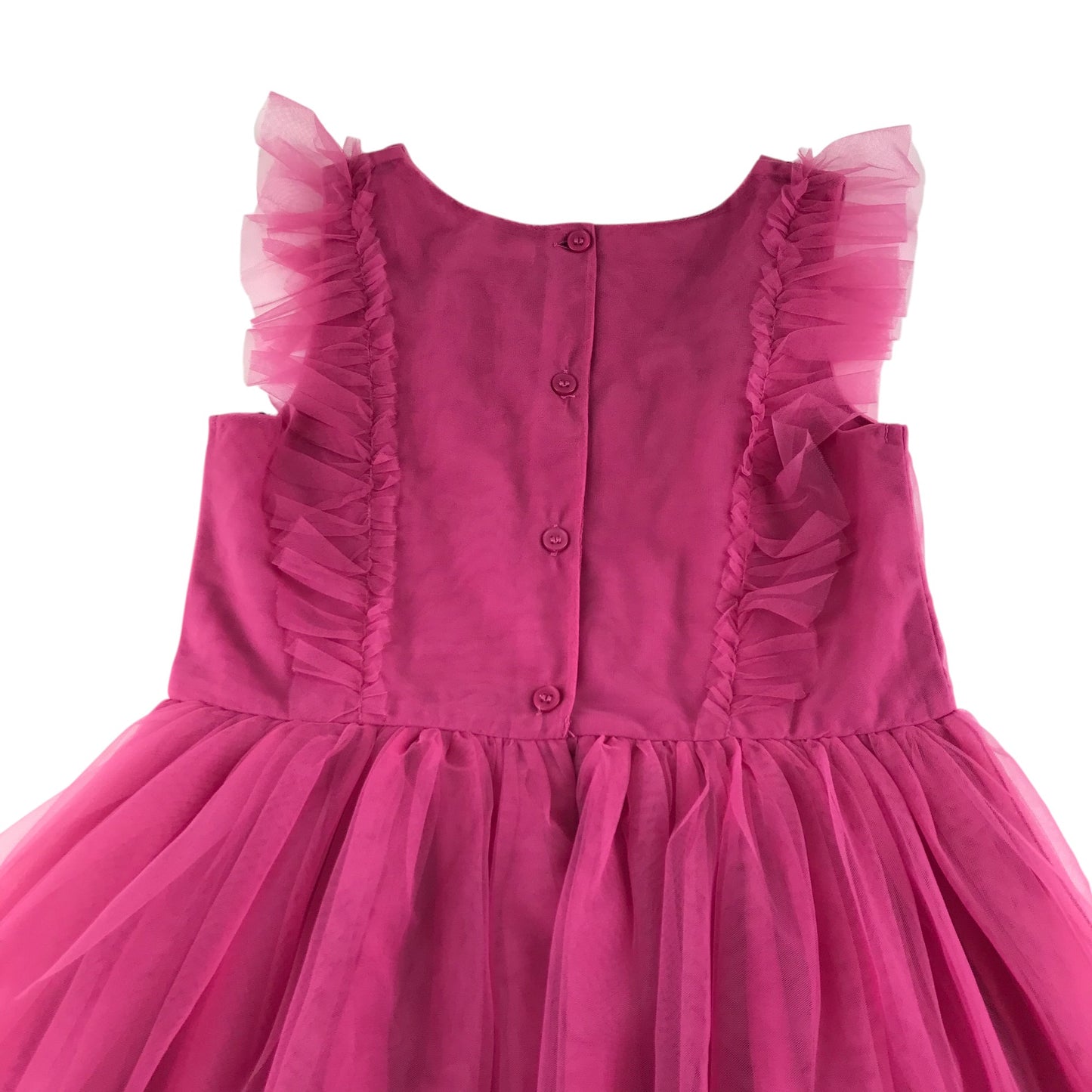 Next dress 5-6 years fuchsia pink floral embroidery mesh layered