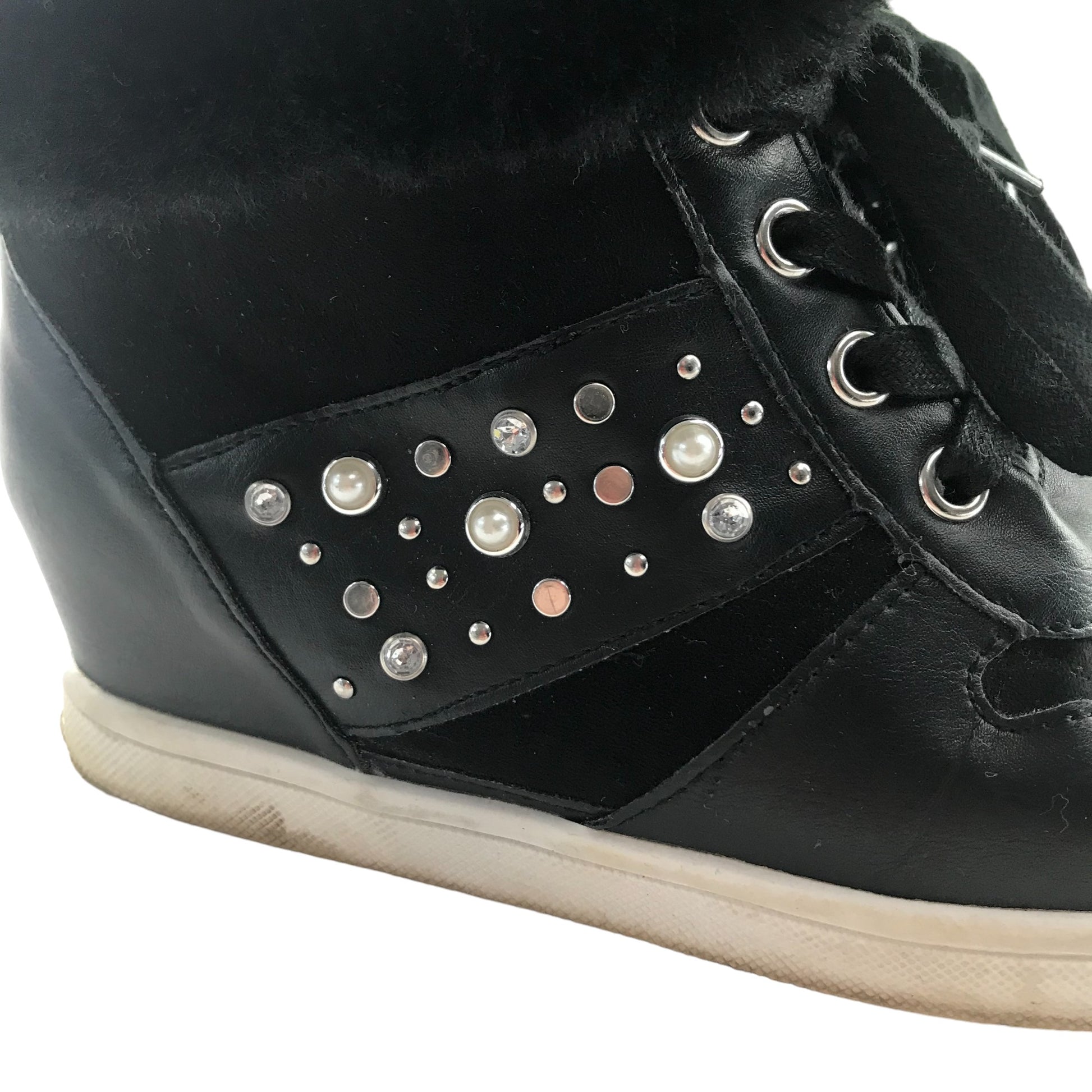 Matalan trainers shoe size black wedge heels and fluffy ankle