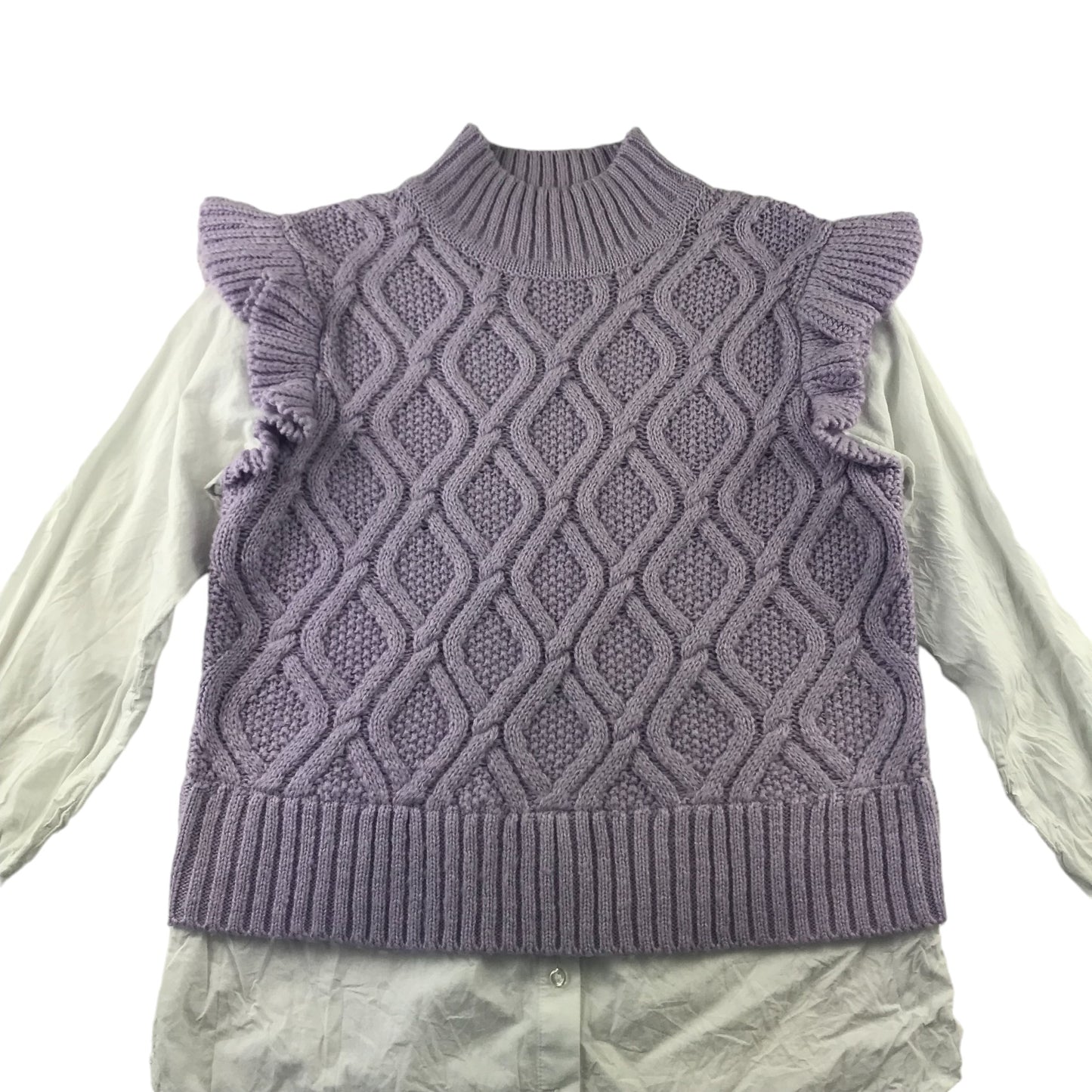 Tu jumper shirt womens size M lilac knit vest with shirt sleeves and hem