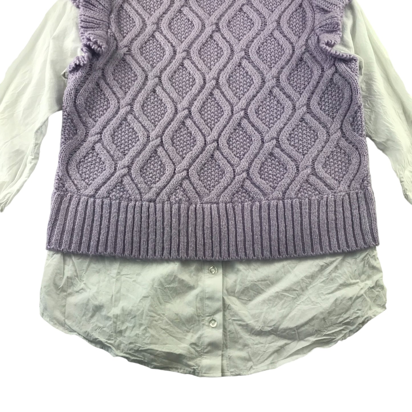 Tu jumper shirt womens size M lilac knit vest with shirt sleeves and hem