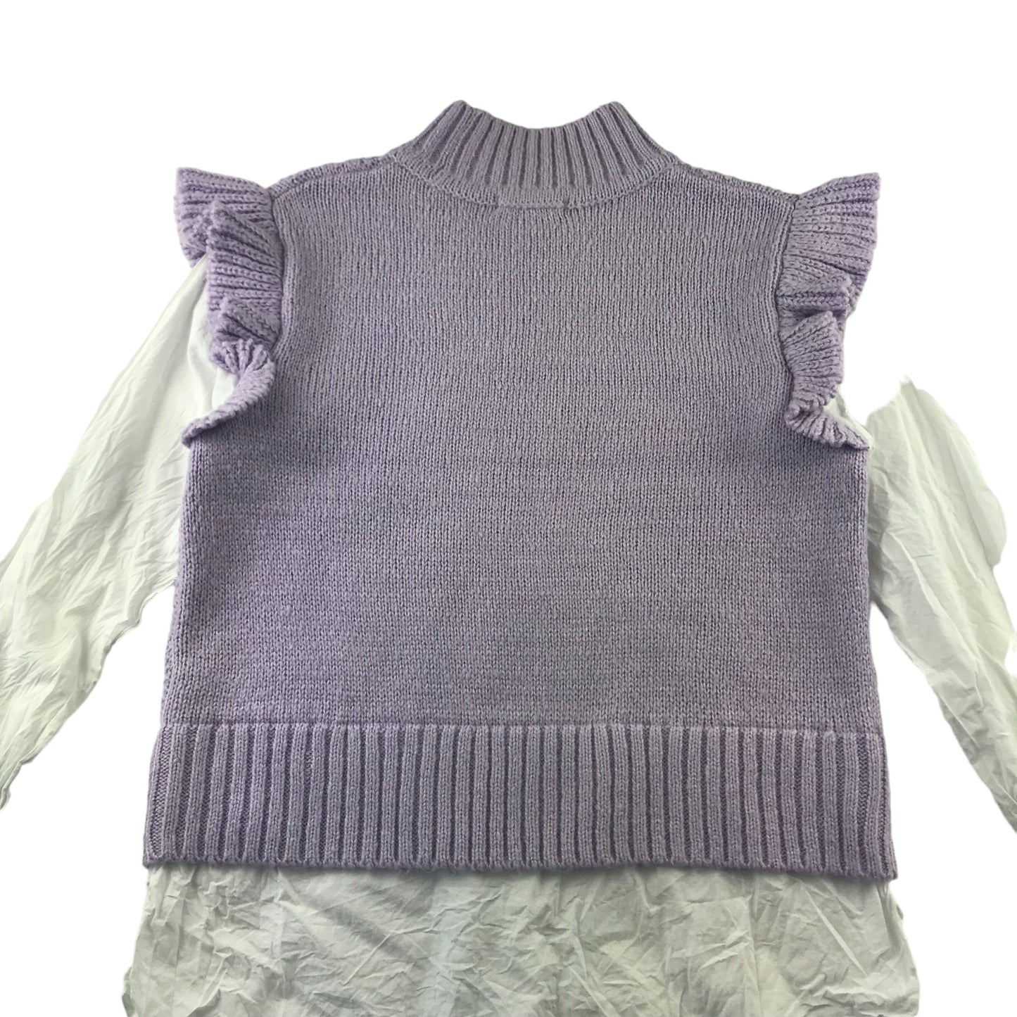 Tu jumper shirt womens size M lilac knit vest with shirt sleeves and hem