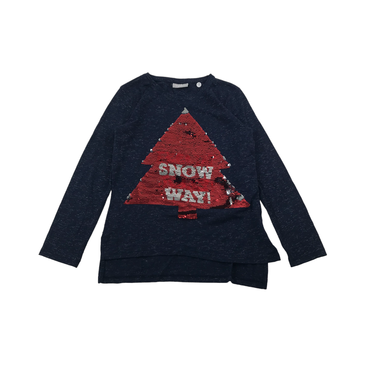 Matalan Navy Blue Sequin Christmas Tree T-shirt Age 9
