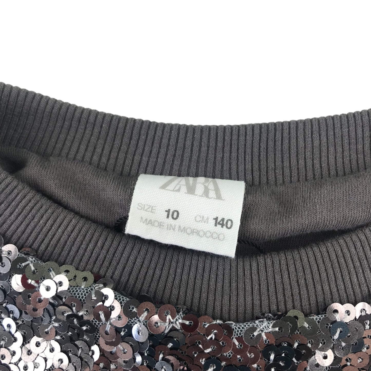 Zara sweater 10 years grey sequin jersey