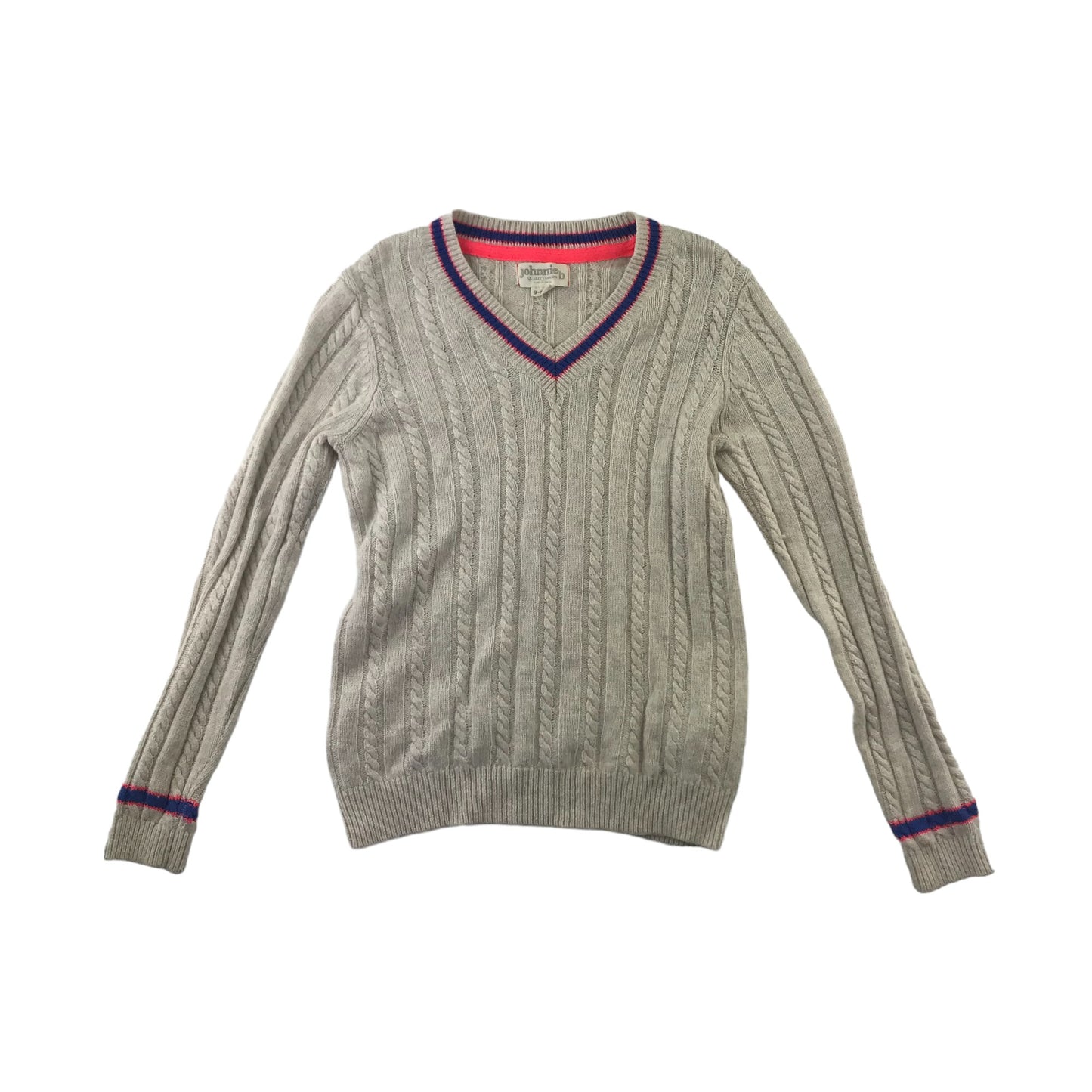 Johnnie B jumper 9-10 years light beige cable knit blended with wool and cashmere