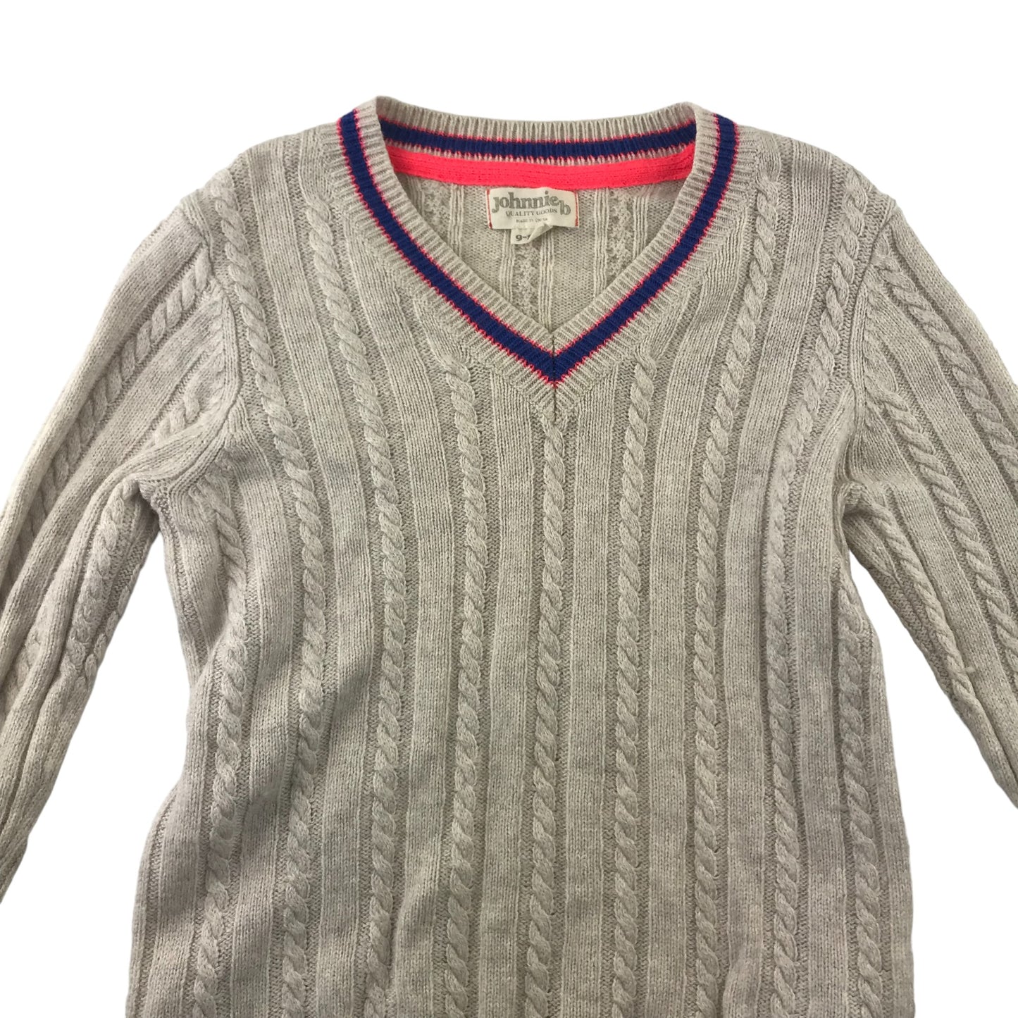 Johnnie B jumper 9-10 years light beige cable knit blended with wool and cashmere