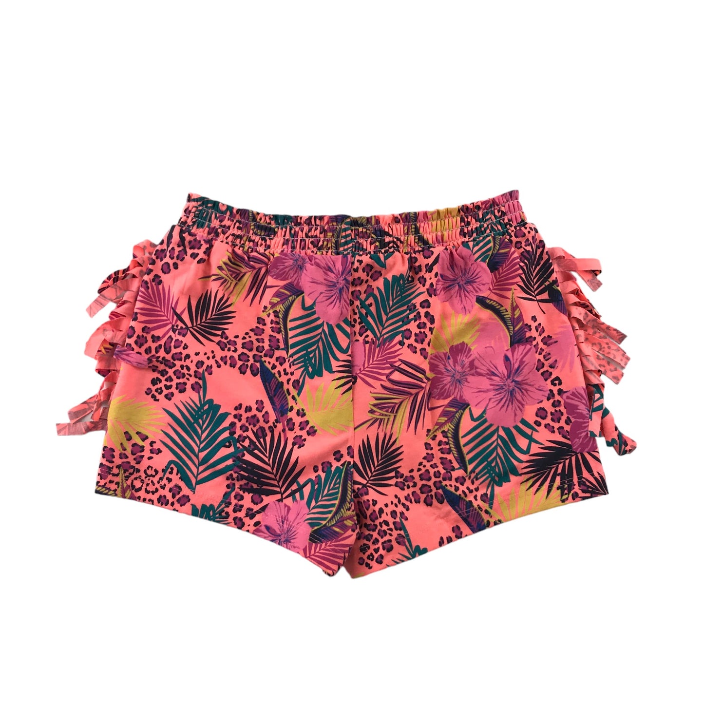 Bluezoo Shorts Age 9 Pink Floral Print with Leopard Spots Print