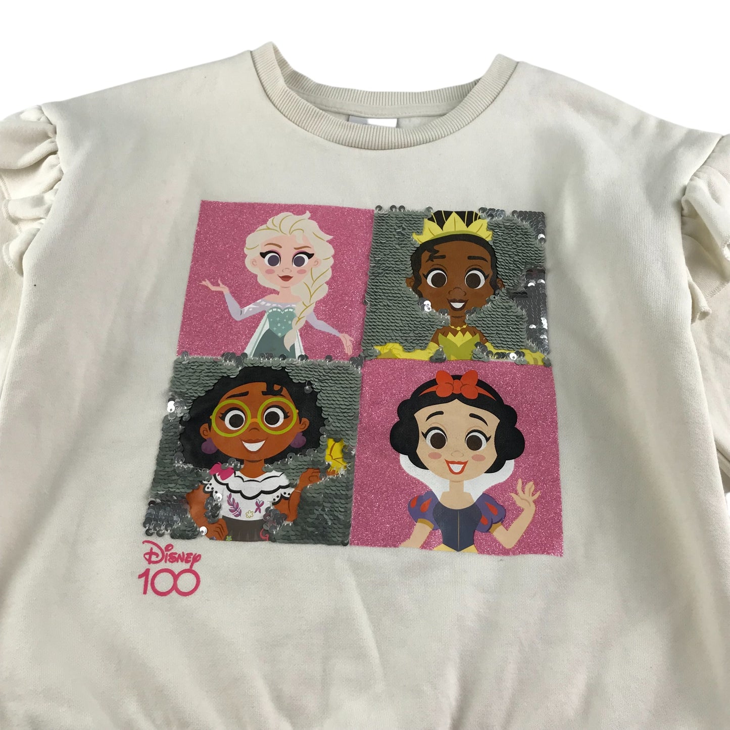 Matalan sweater 5-6 years white Disney 100 princesses with sequins