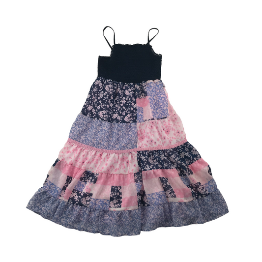 George Blue and Pink Floral Maxi Summer Dress Age 8