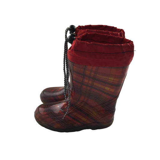 G&G wellies shoe size 12.5 junior red check pattern