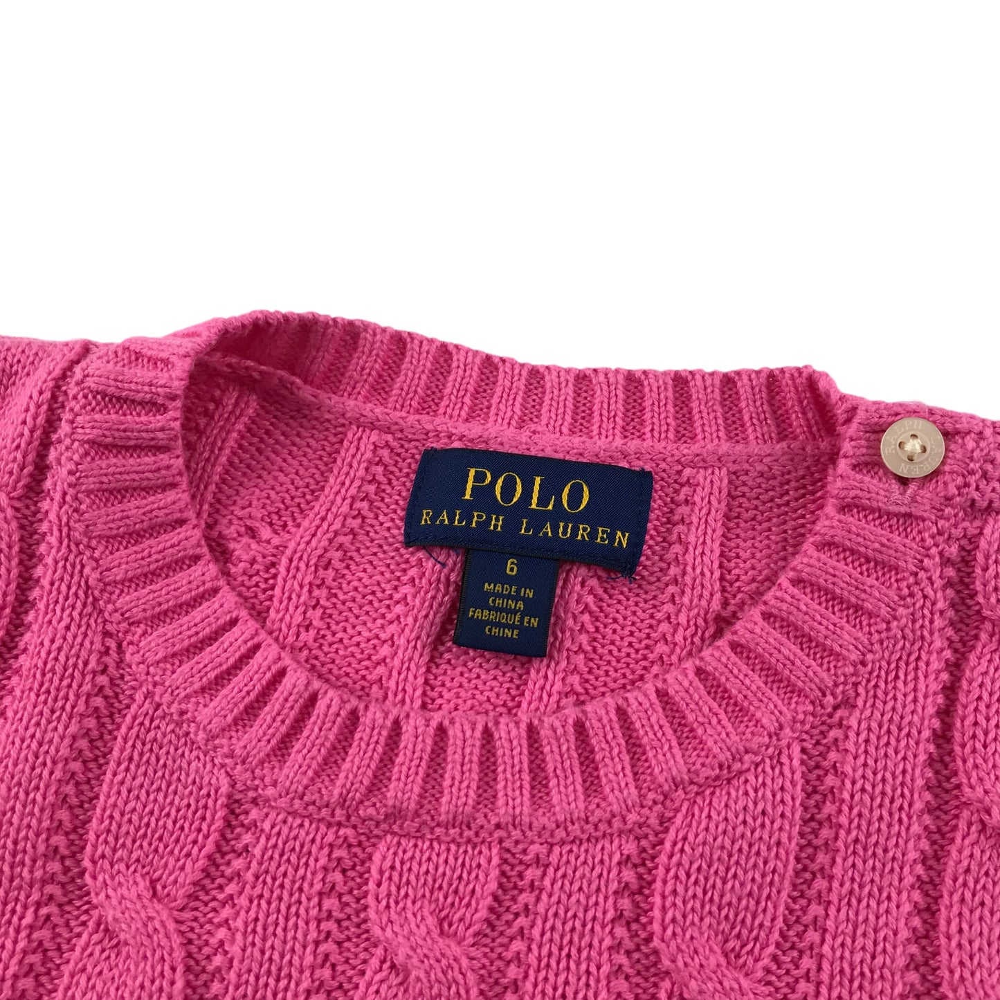 Ralph Lauren jumper 5-6 years pink cable knit peplum hem cotton