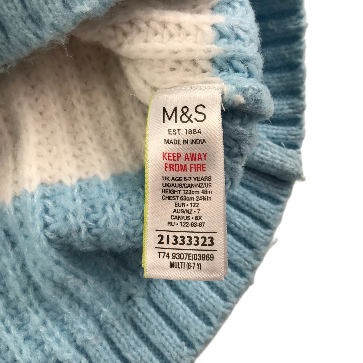 M&S jumper 6-7 years multicolour stripy knitted pullover