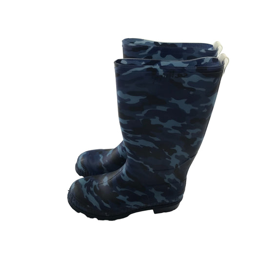 F&F wellies shoe size 13 junior navy and blue camo pattern