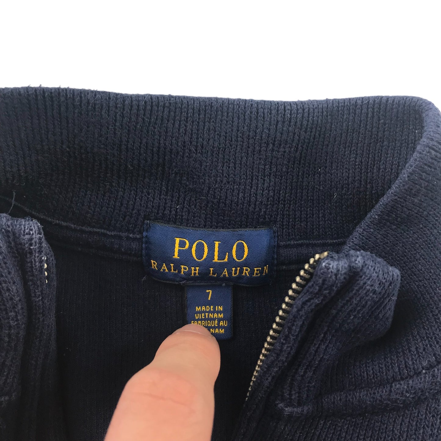 Ralph Lauren Jumper 7 years navy blue half zipper casual cotton