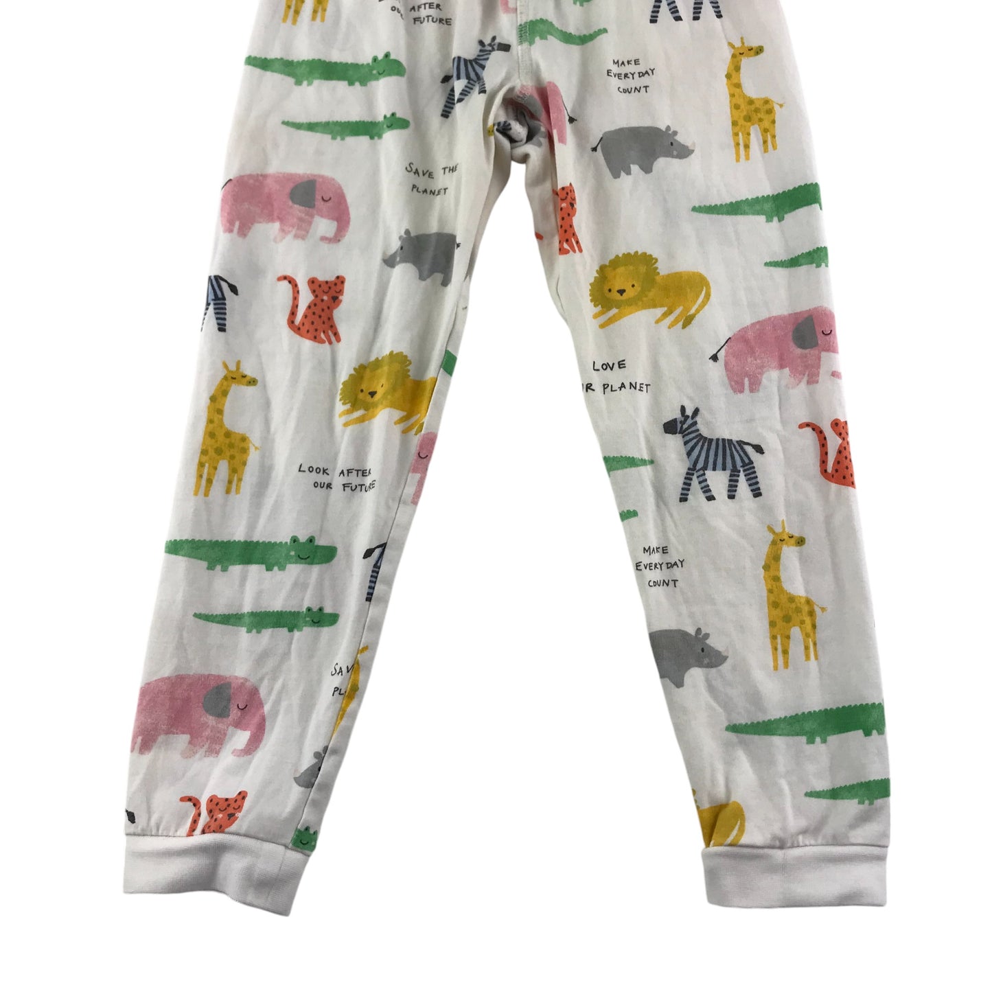 M&S pyjama set 5-6 years white and multicolour animals print long sleeve