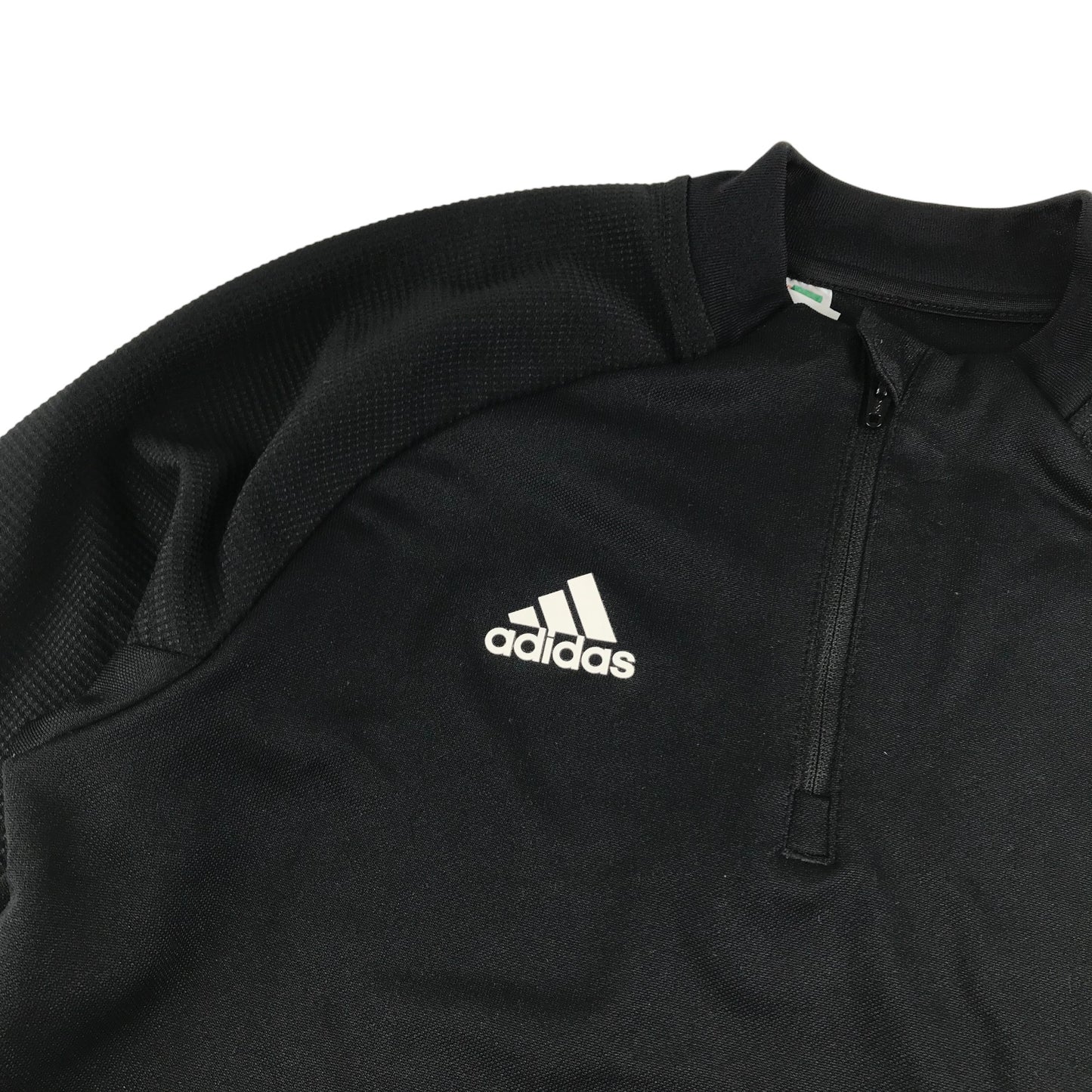 Adidas Sweater Age 11 Black Long Sleeve Sports Top Half Zipper