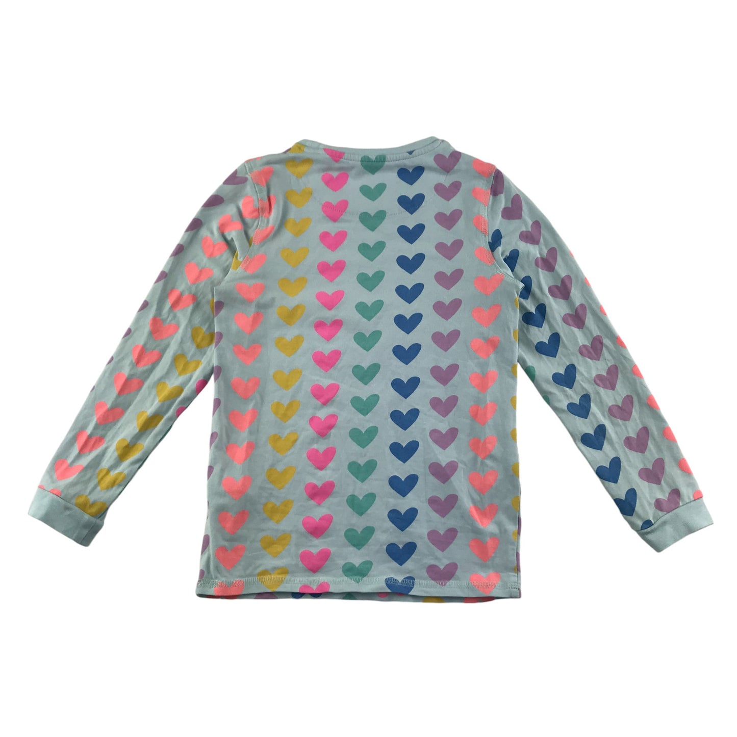 M&S pyjama set 5-6 years light blue with multicolour love hearts