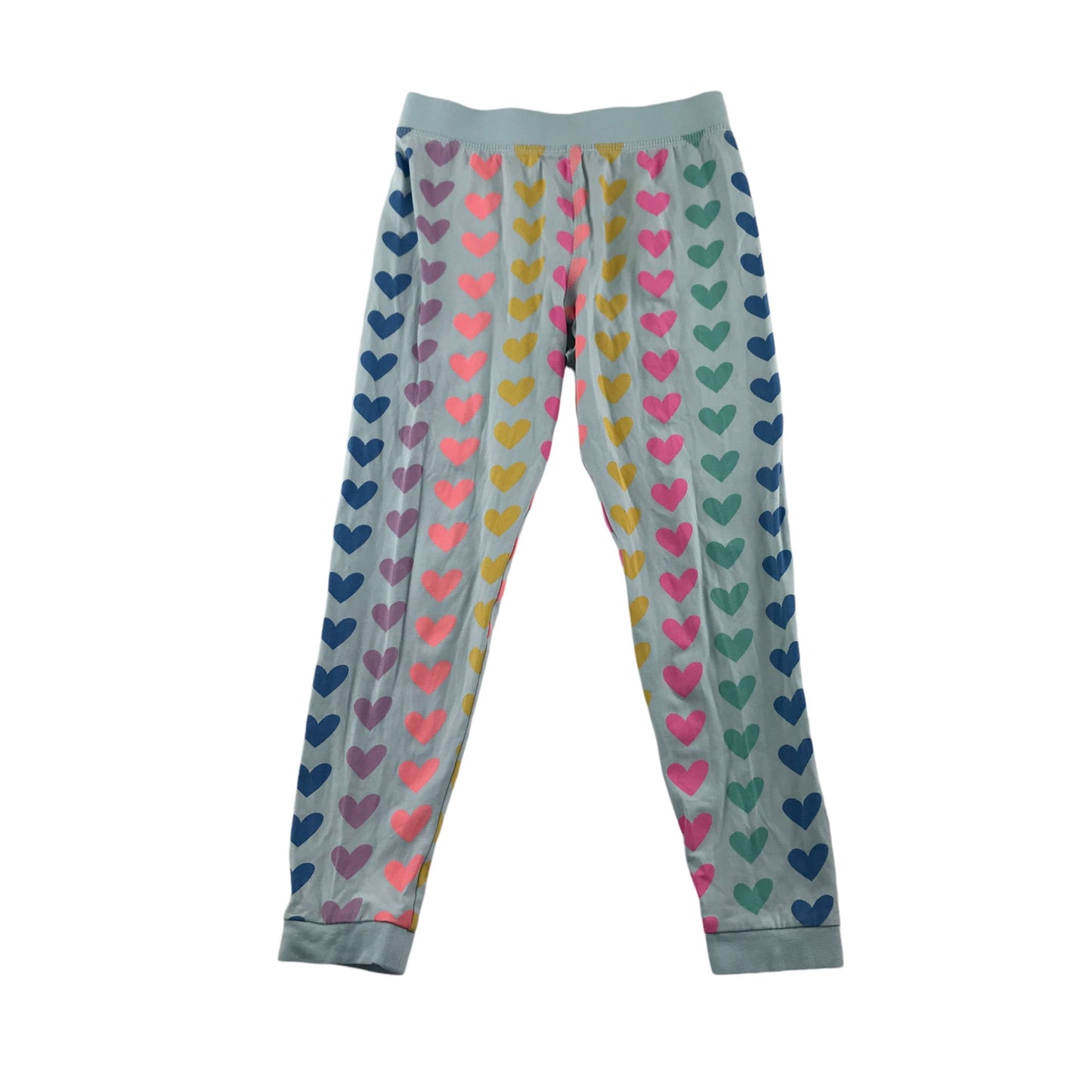 M&S pyjama set 5-6 years light blue with multicolour love hearts