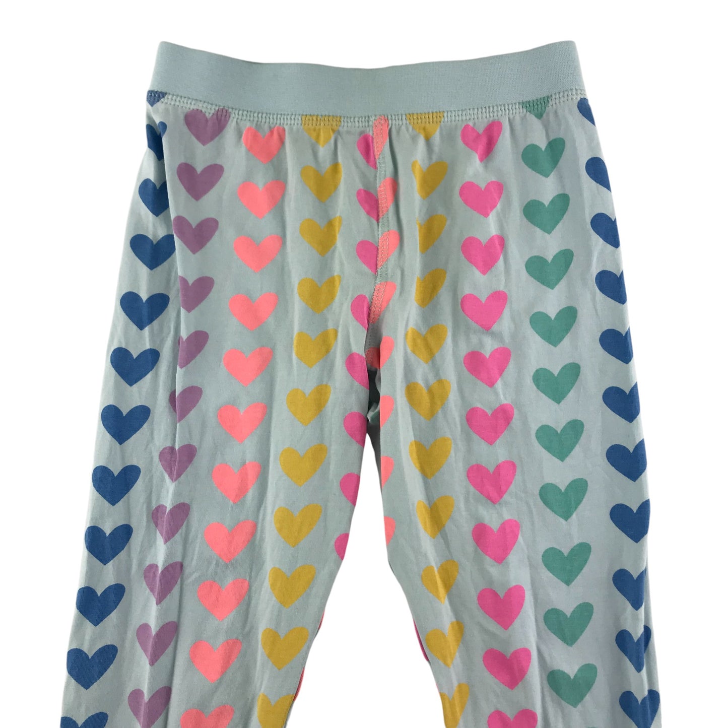 M&S pyjama set 5-6 years light blue with multicolour love hearts